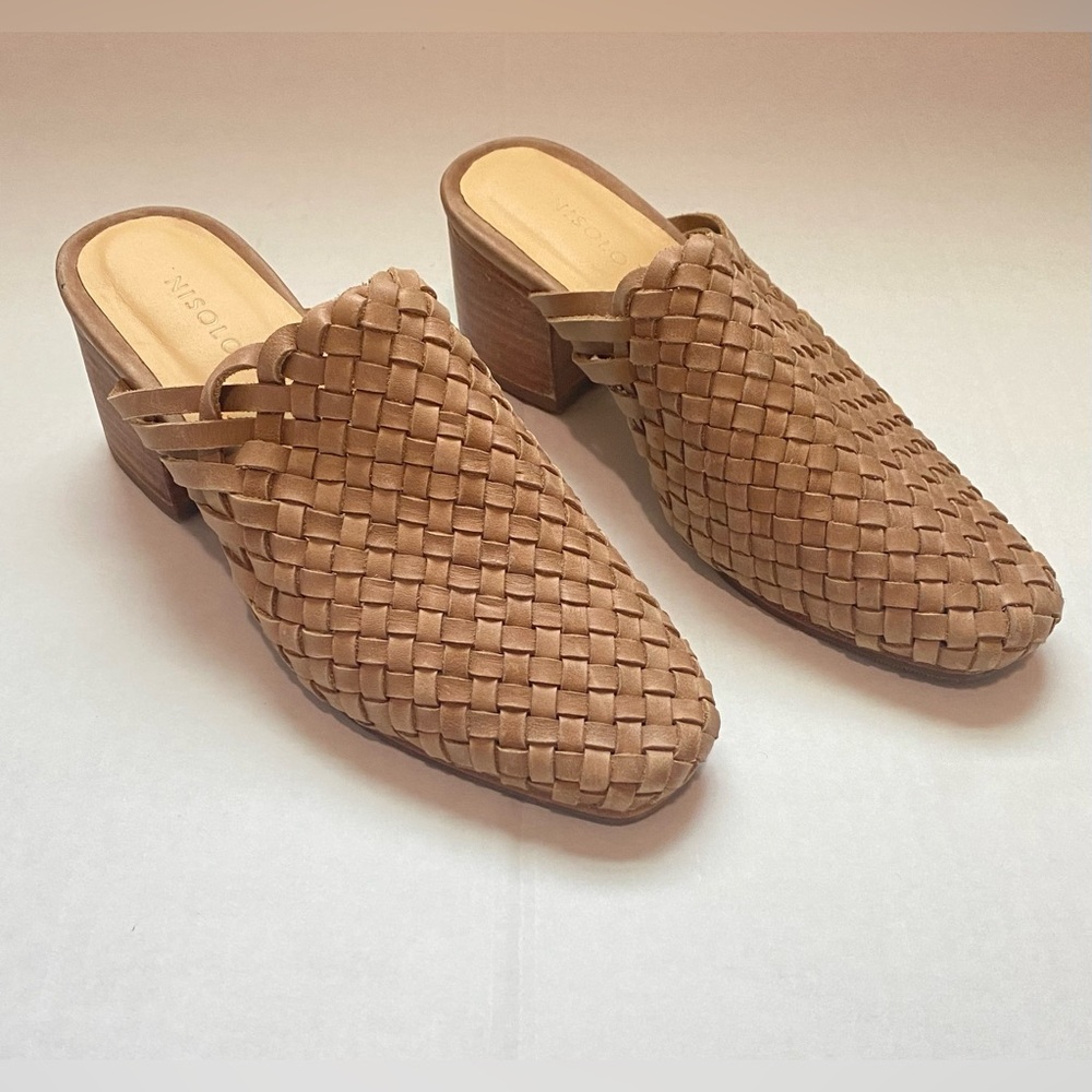 Nisolo All-Day Woven Heeled Mule In Almond - Picture 6 of 12